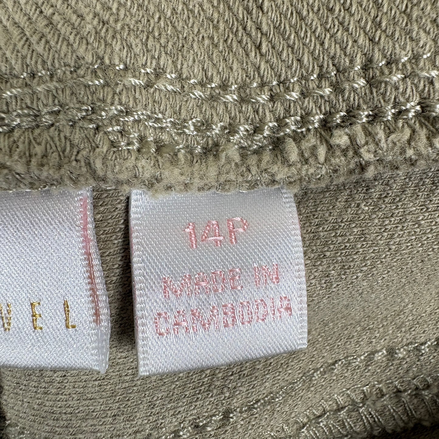 Belle Kim Gravel Womens Pants 14P Khaki Stretch Pull On Crop Capri Plus Size