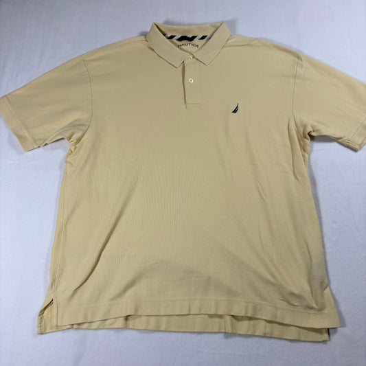 Nautica Polo Shirt Mens Large Beige Pima Cotton Classic Casual Soft Knit Tee L