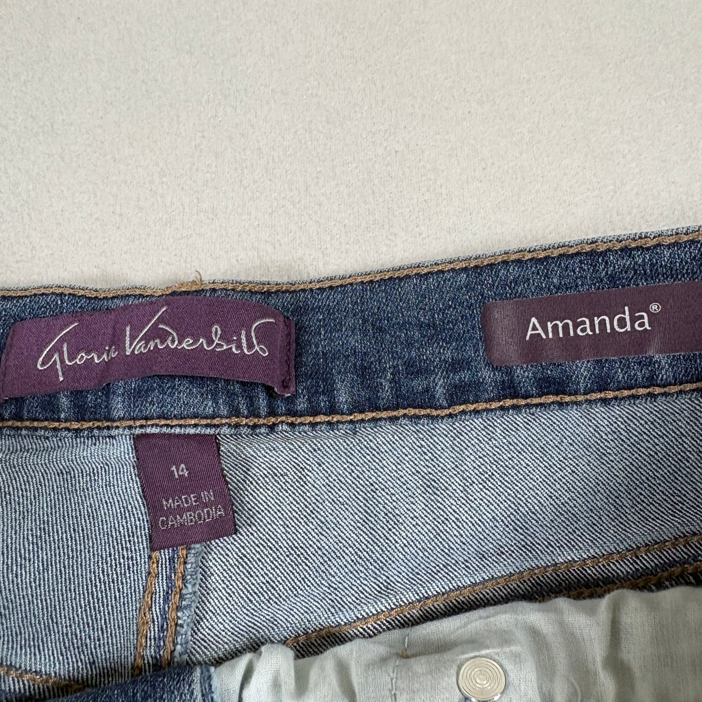 Gloria Vanderbilt Womens Jeans 14 Blue Amanda Classic High Rise Tapered Denim
