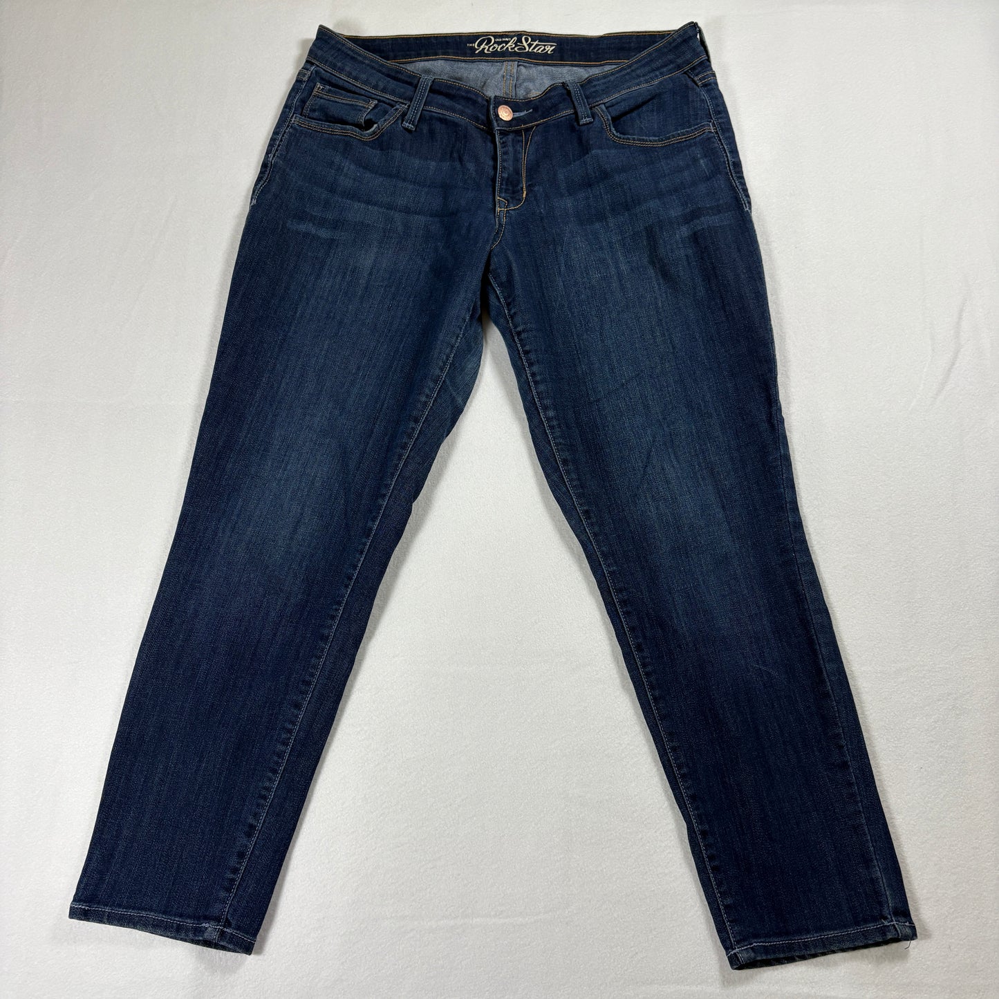 Old Navy Rockstar Jeans Womens 12 Dark Wash Stretch Skinny Blue Denim Pants