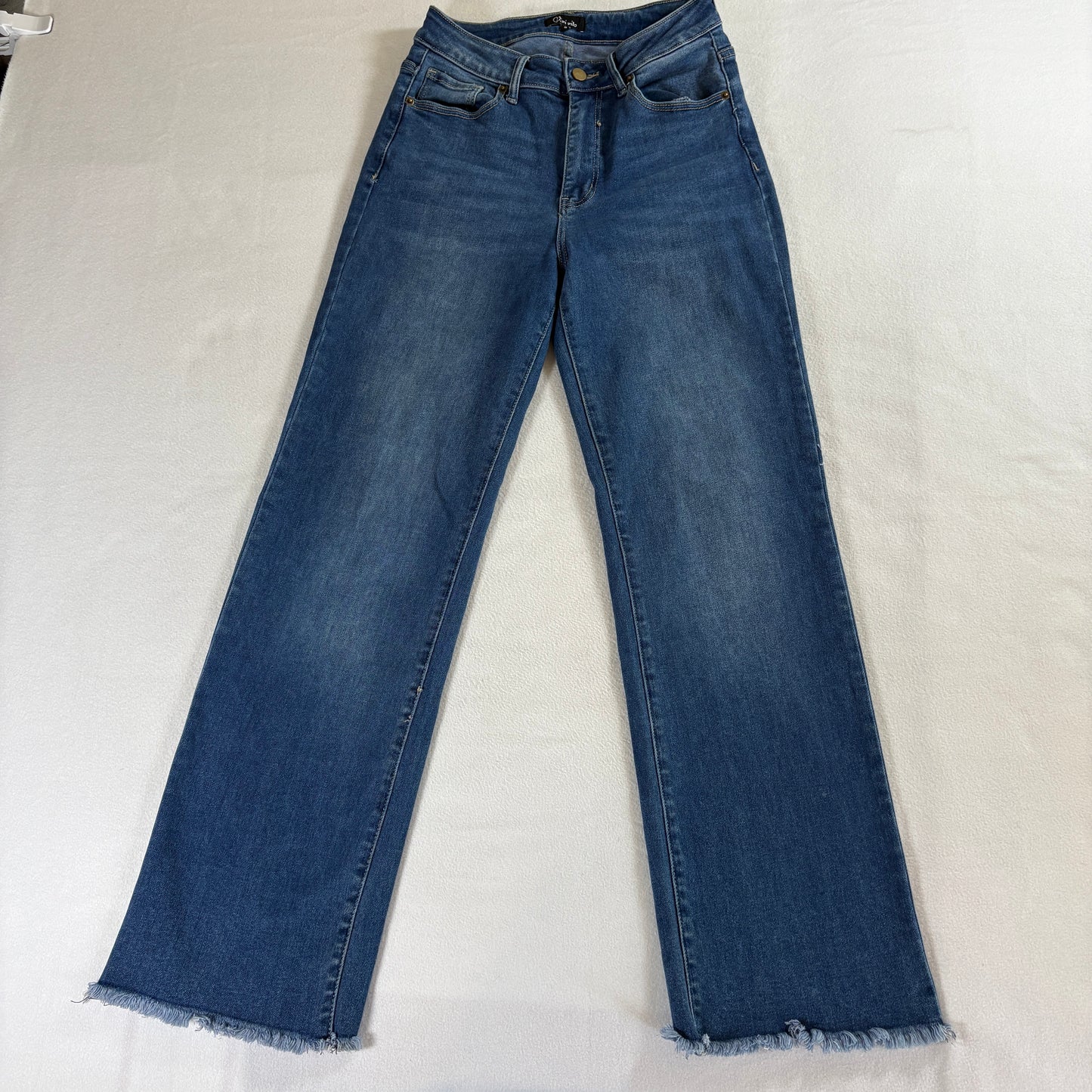 Vivi Vito Womens Size 9 Frayed Hem Straight Leg Blue Denim Jeans Vintage Y2K 90