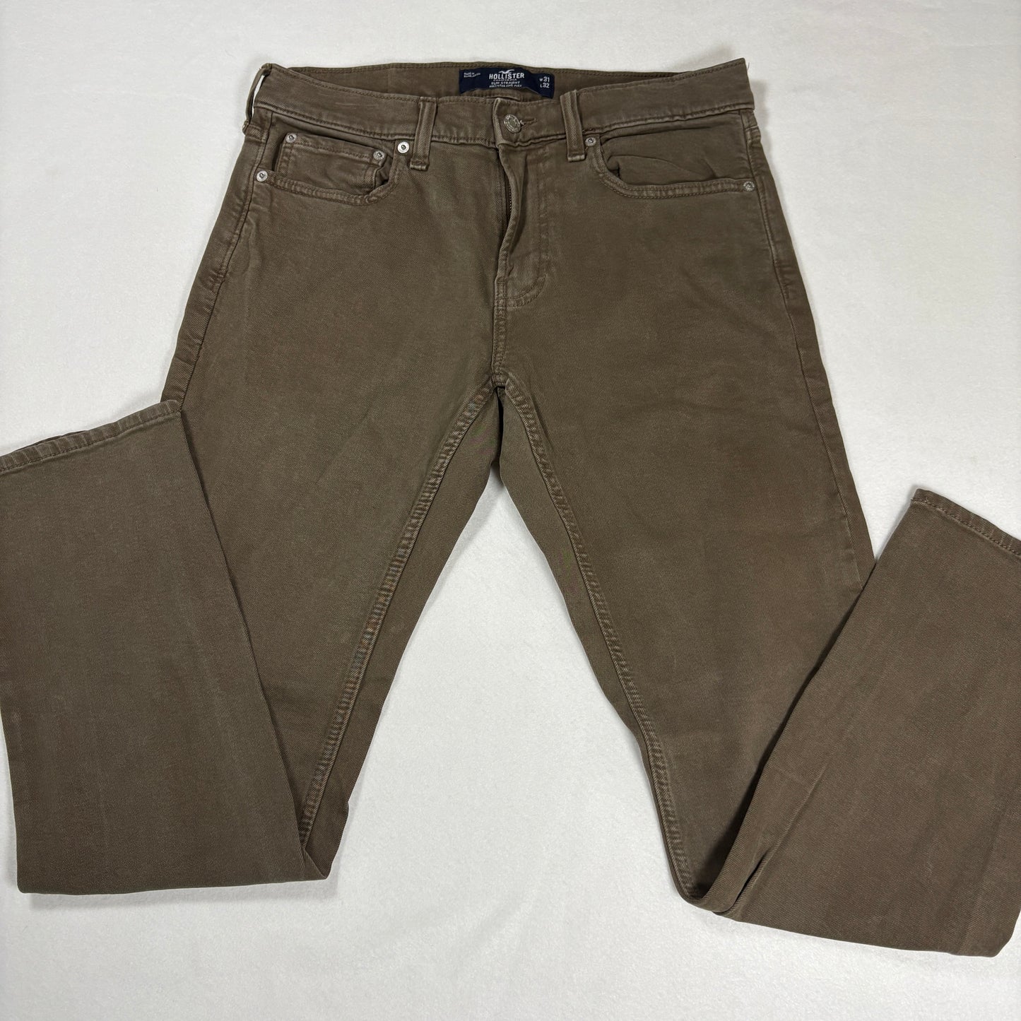 Hollister Mens Jeans 31x32 Brown Slim Straight Epic Flex Denim Pants Y2K Baggy