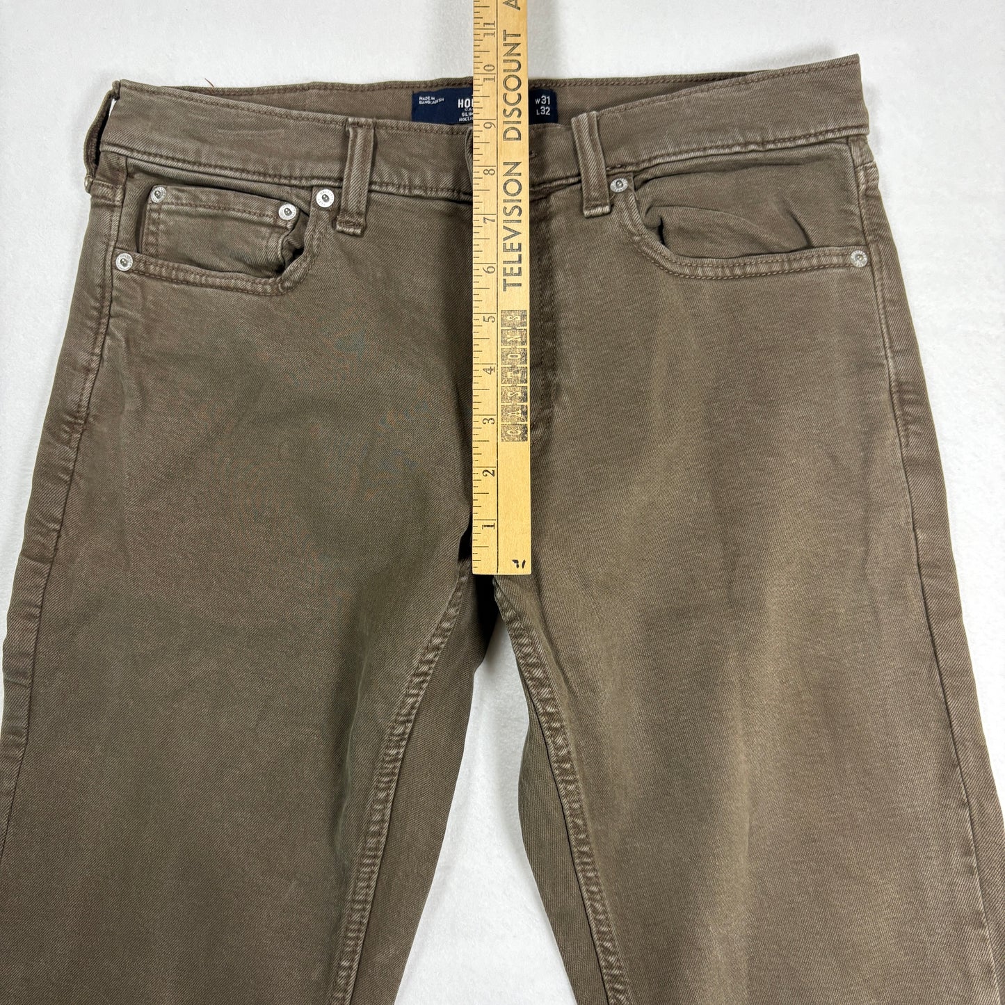 Hollister Mens Jeans 31x32 Brown Slim Straight Epic Flex Denim Pants Y2K Baggy