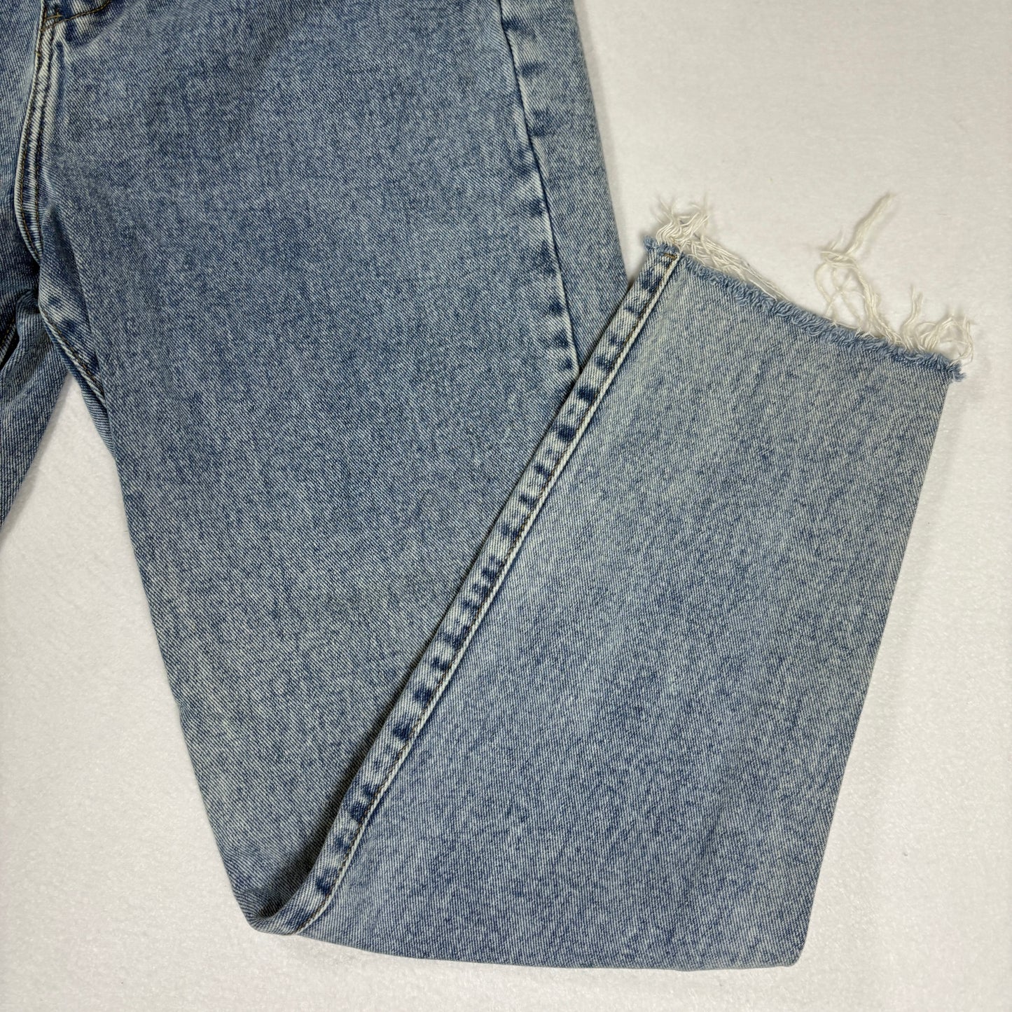 Simple Society Jeans Womens High Rise Button Fly Blue Denim Frayed Hem Baggy