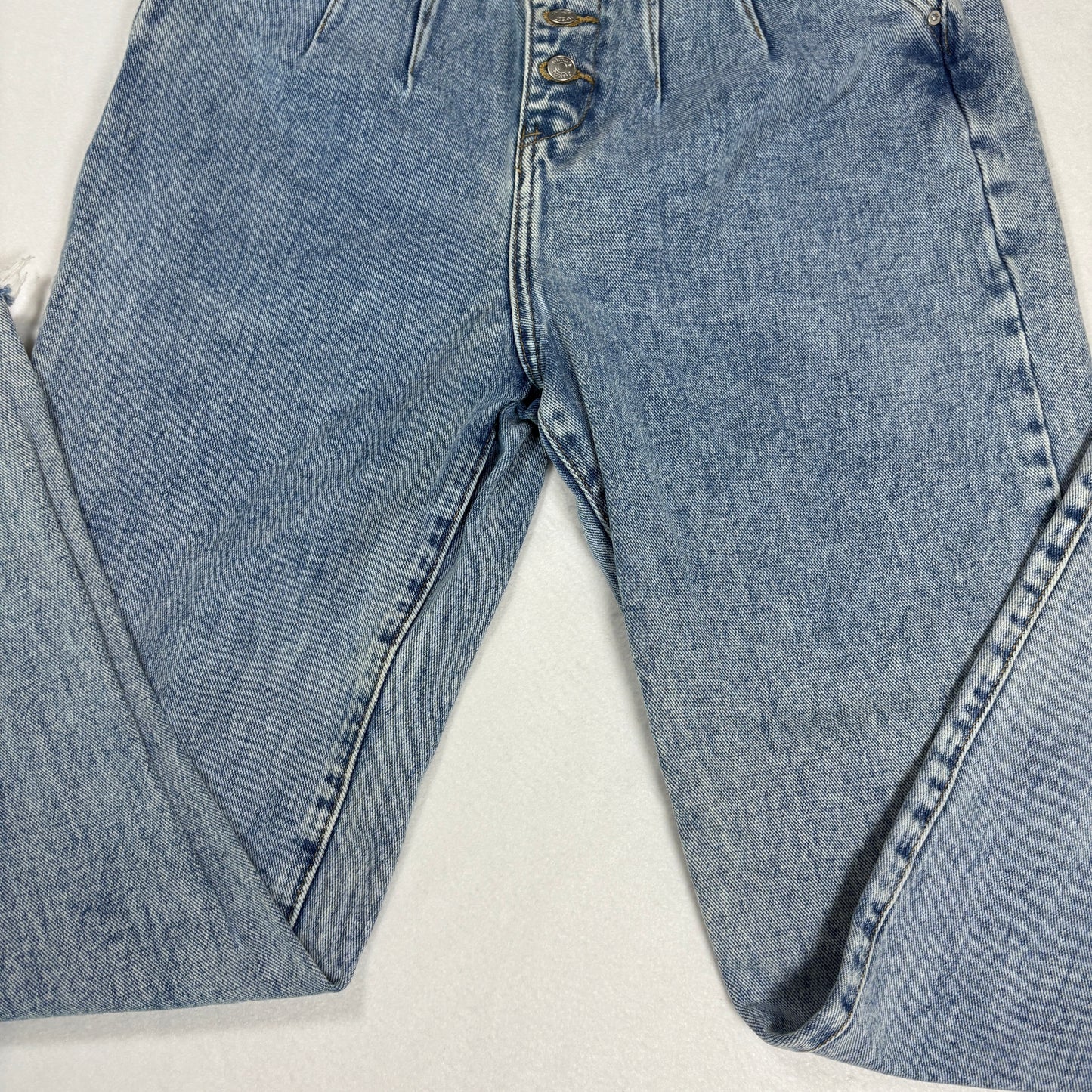 Simple Society Jeans Womens High Rise Button Fly Blue Denim Frayed Hem Baggy