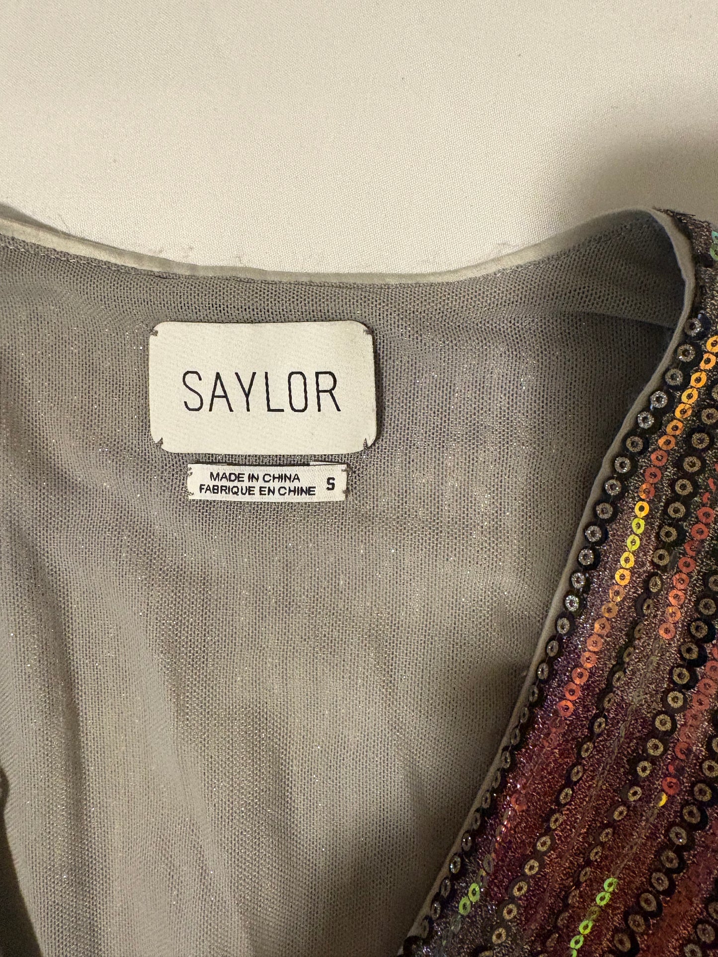 Saylor Rainbow Sequin Mini Dress Size Small NWT $390 V-Neck Wrap Cocktail