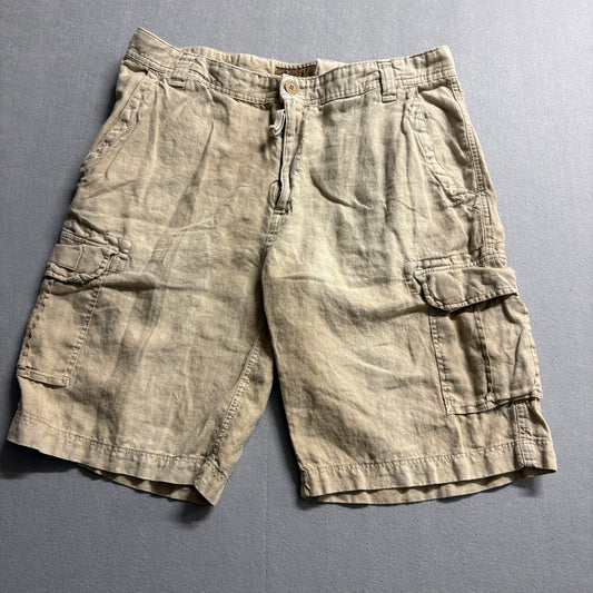 Rue Cargo Shorts Linen Utility Safari Tag 42 Fits Like 36 Beige Casual Y2K