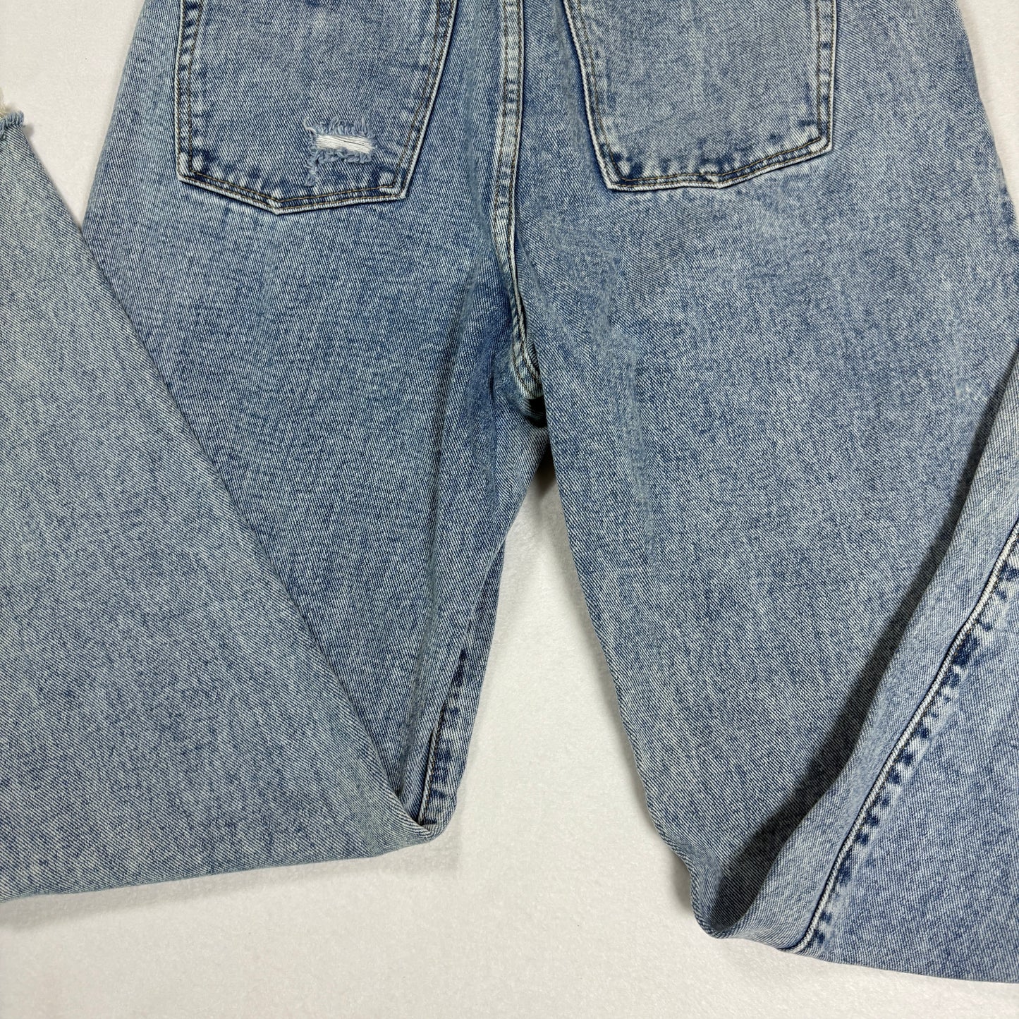 Simple Society Jeans Womens High Rise Button Fly Blue Denim Frayed Hem Baggy