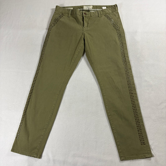 Studded Chino Pants Lucky Brand Sienna Tag 6/28 Fits Like X Olive Green