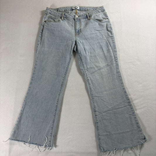 RSQ Womens 31 Low Rise Flare Light Wash Frayed Hem Denim Jeans Y2K Retro Vintage