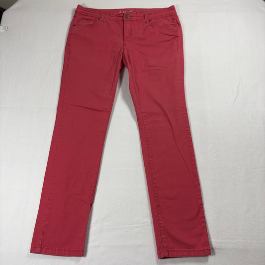 INC Denim Jeans Womens 12 Red Skinny Leg Stretch Mid Rise Vibrant Casual Pants