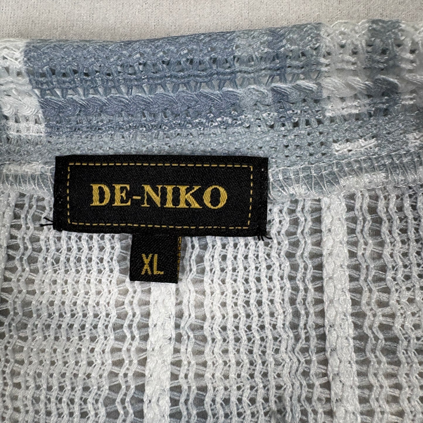 De-Niko Mens Mesh Shirt XL Sheer Plaid Y2K Grunge 90s See Through Button Up