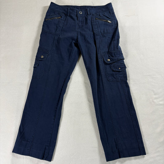 Faded Glory Womens Petite GP Navy Cargo Pants Zipper Pocket Utility Streetwear90