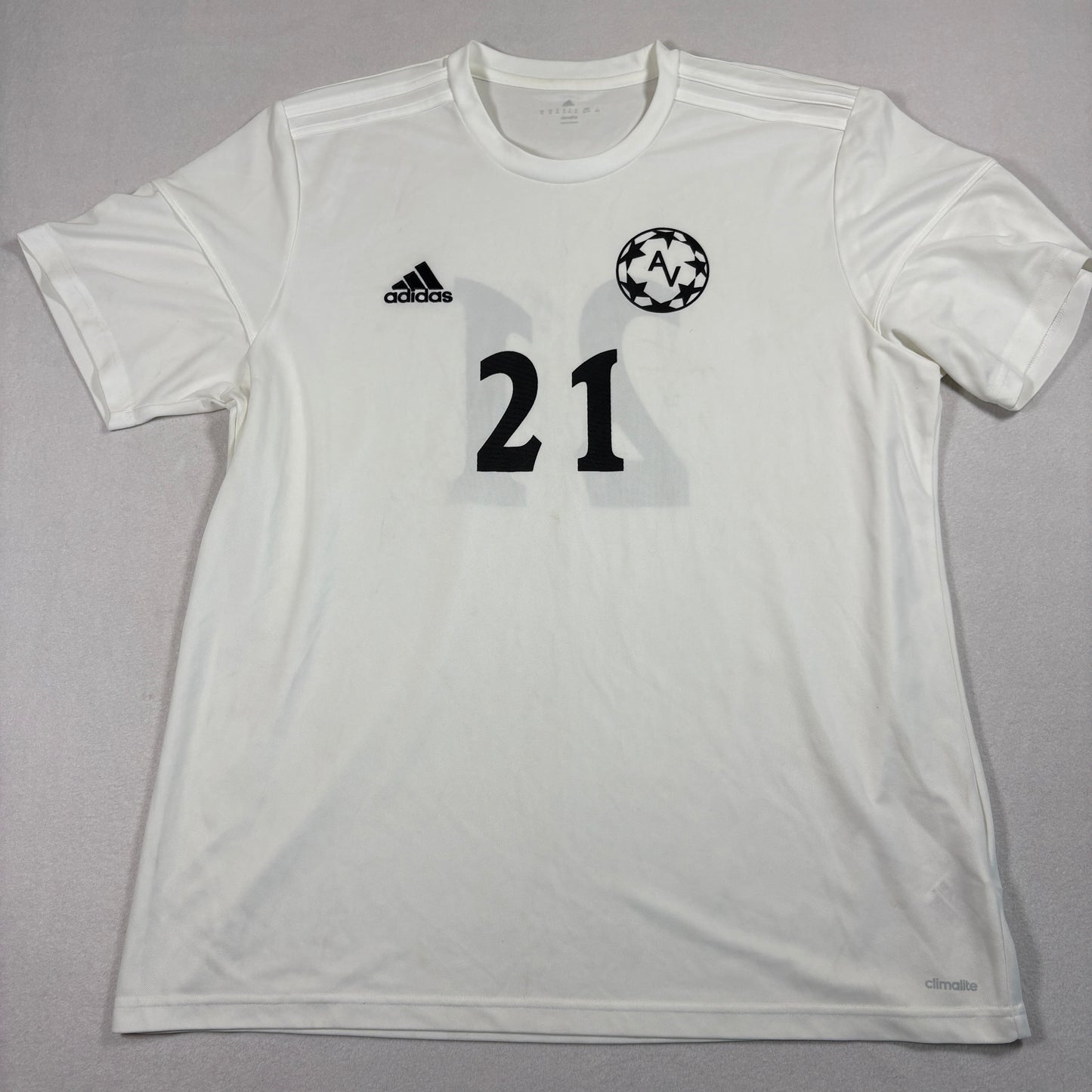Adidas Mens Soccer Jersey Large White Climalite Athletic Training Shirt 21