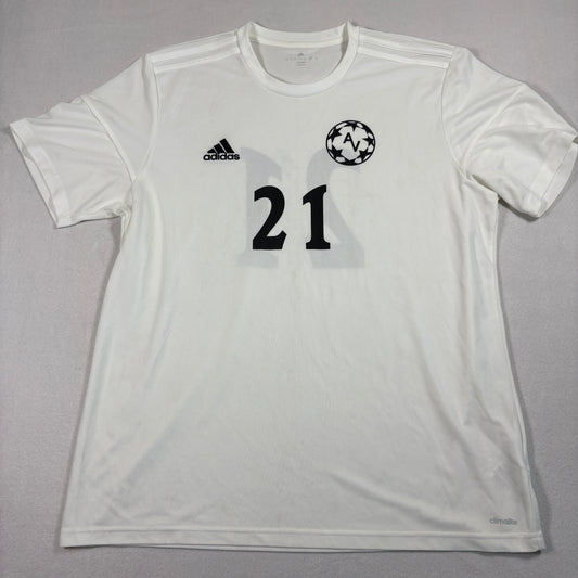 Adidas Mens Soccer Jersey Large White Climalite Athletic Training Shirt 21