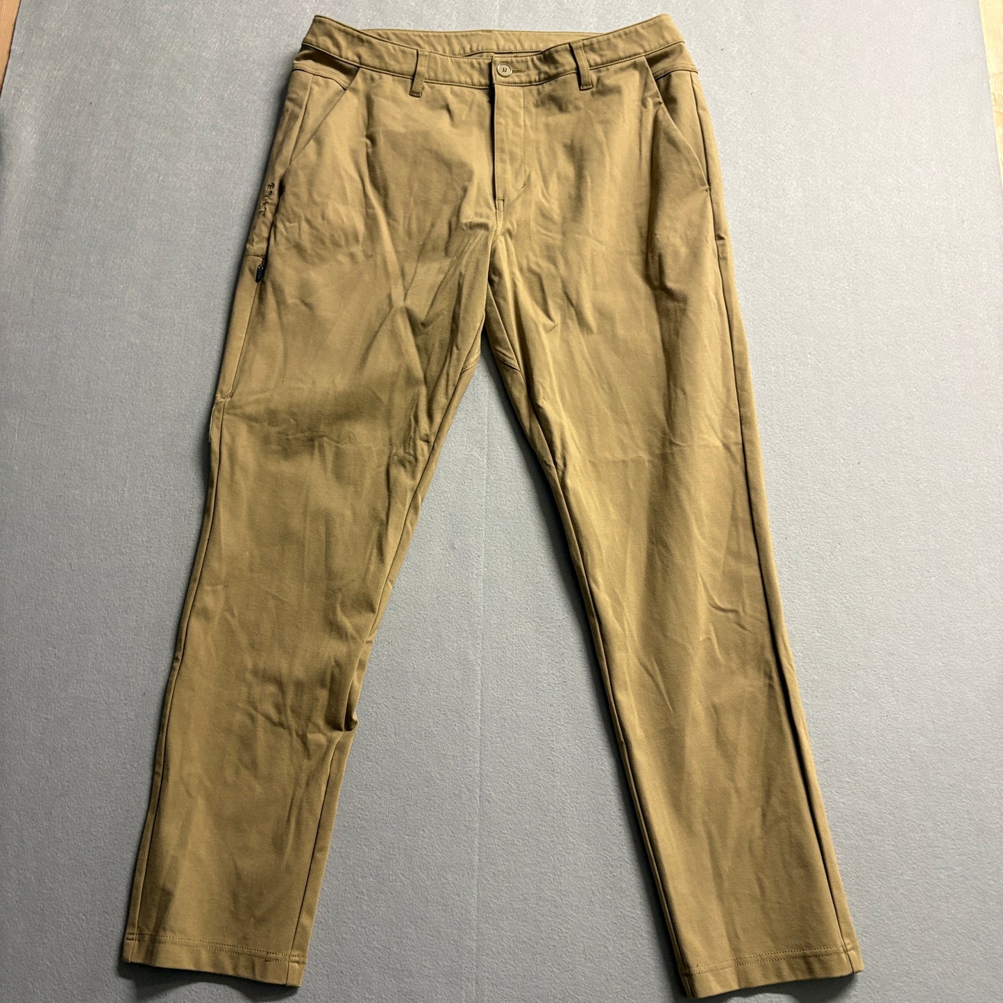 BYLT Slim Fit Chino Pants Khaki Performance Stretch Tag 38 Fits Like 34X30