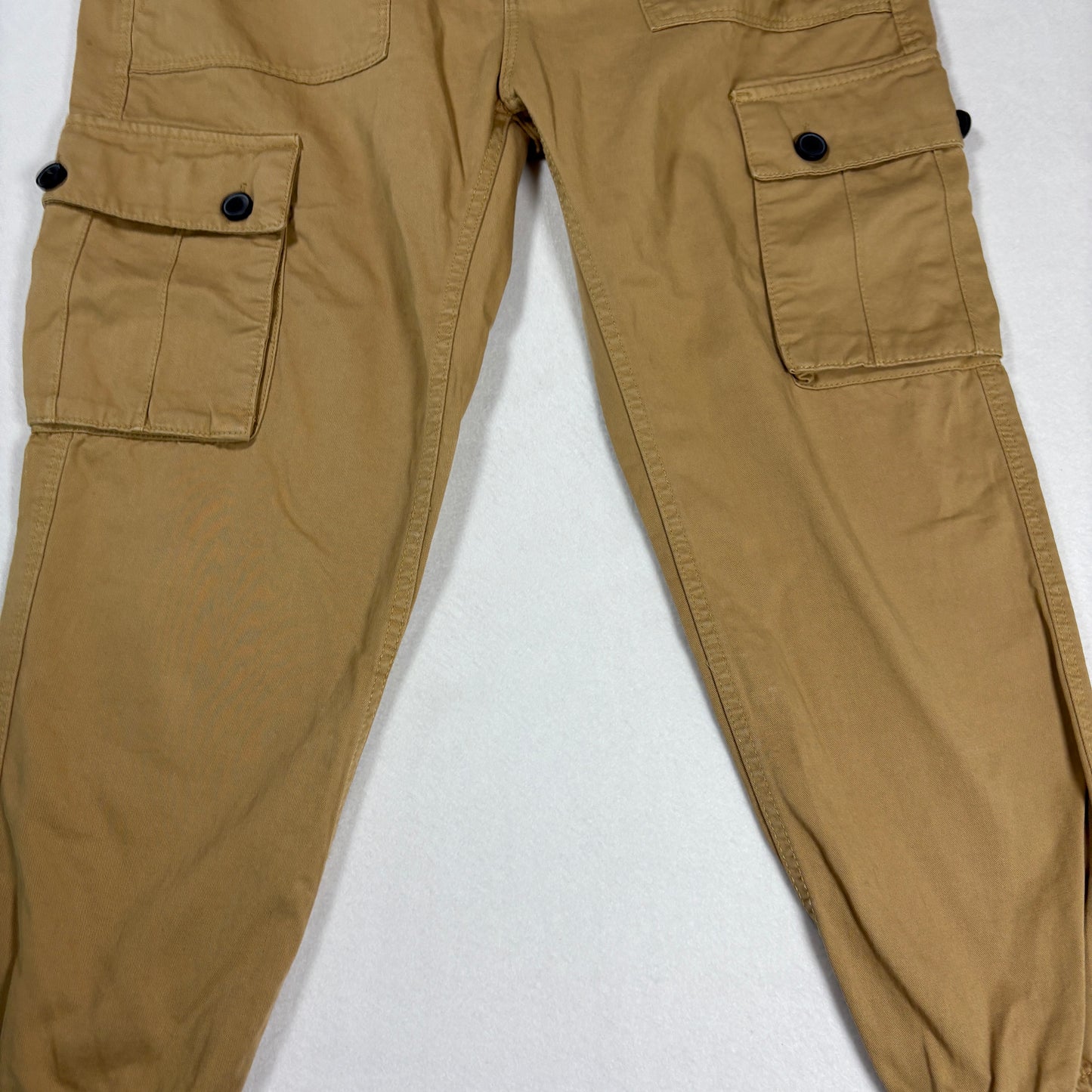 Bershka Mens Cargo Pants 40 Beige Khaki Utility Pocket Streetwear Y2K Workwear