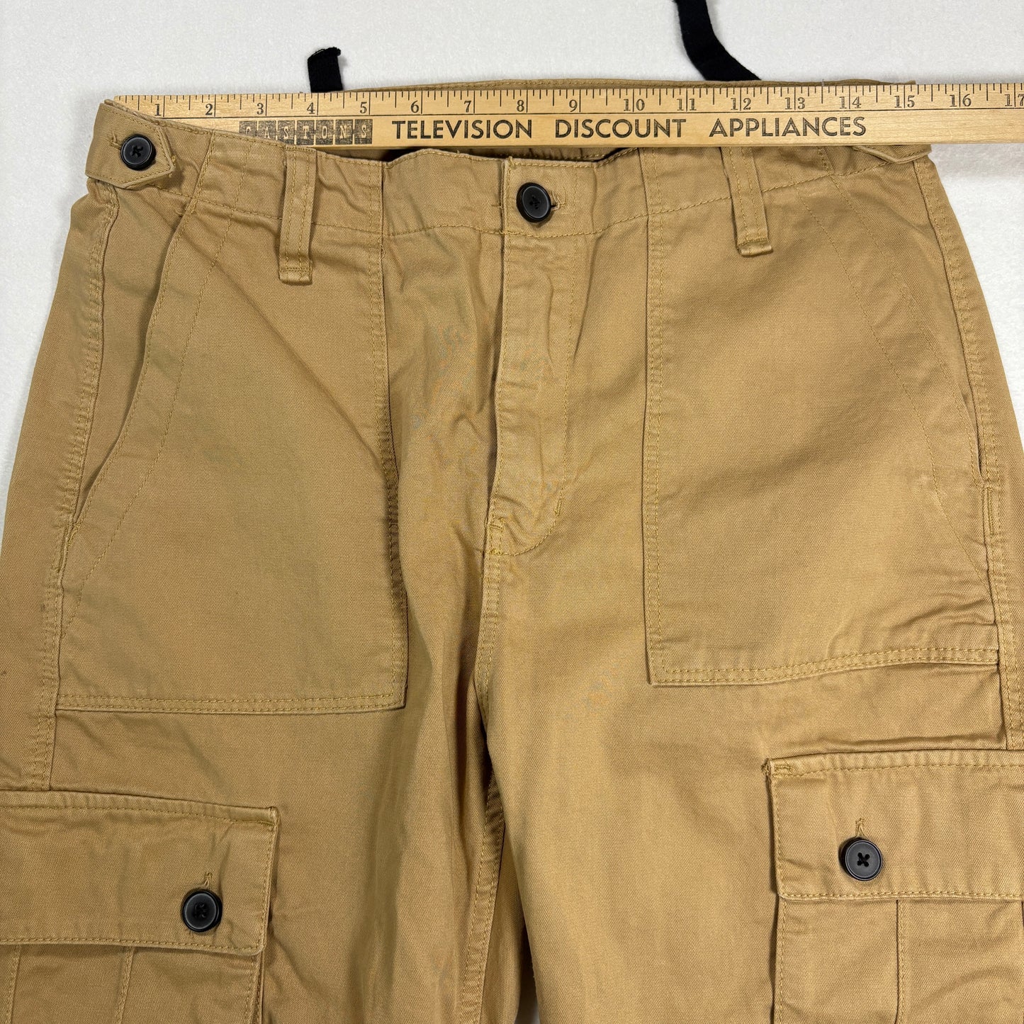 Bershka Mens Cargo Pants 40 Beige Khaki Utility Pocket Streetwear Y2K Workwear