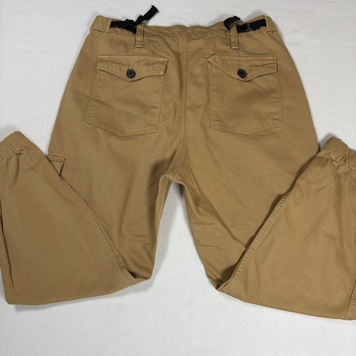 Bershka Mens Cargo Pants 40 Beige Khaki Utility Pocket Streetwear Y2K Workwear