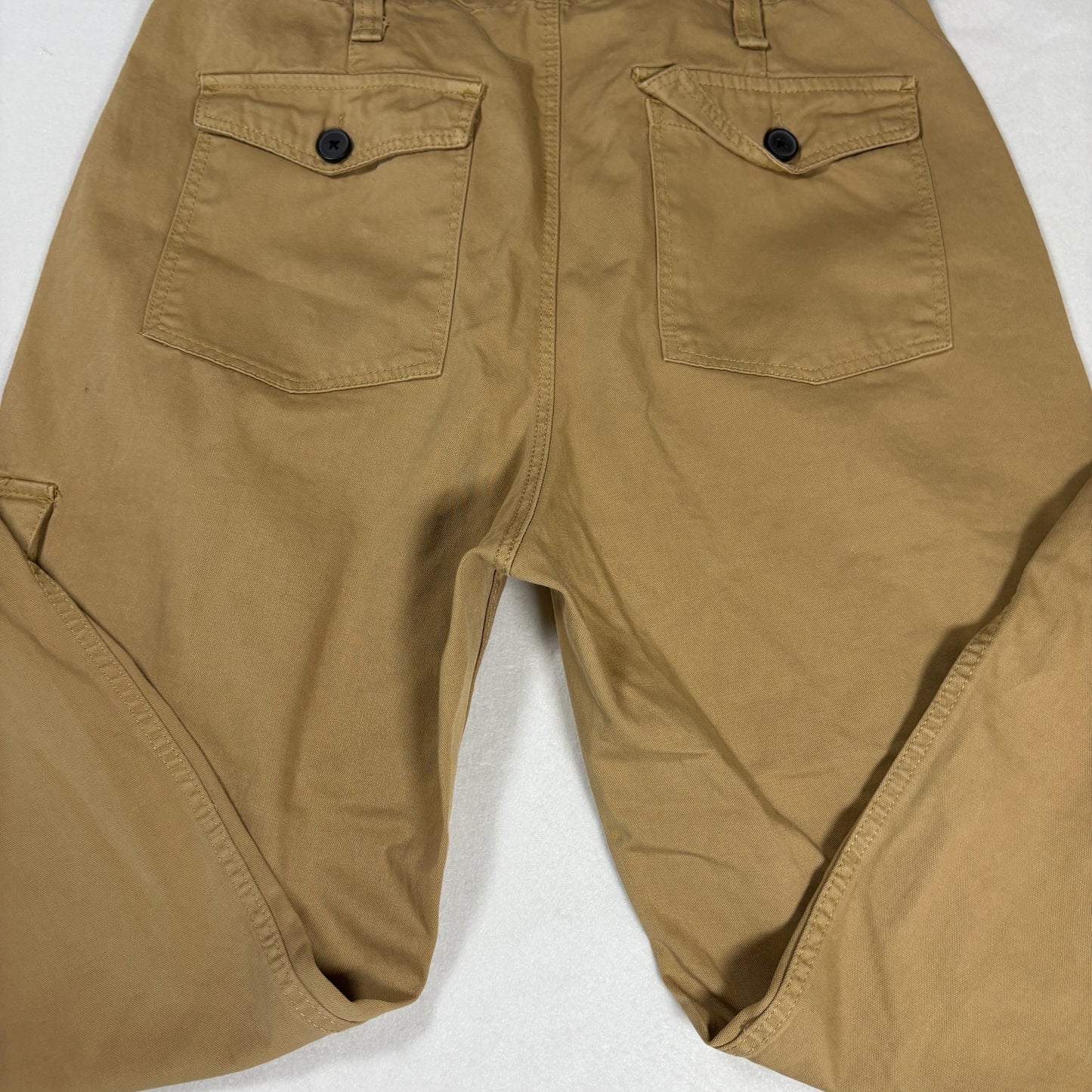 Bershka Mens Cargo Pants 40 Beige Khaki Utility Pocket Streetwear Y2K Workwear