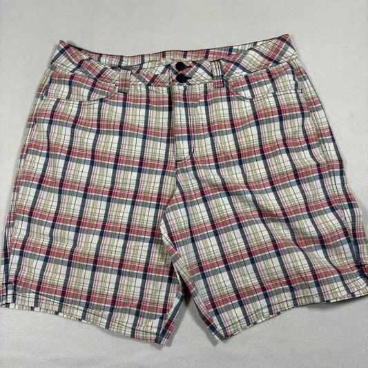 Faded Glory Womens Shorts 16 Plaid Red Blue Cotton High Rise Y2K Grunge