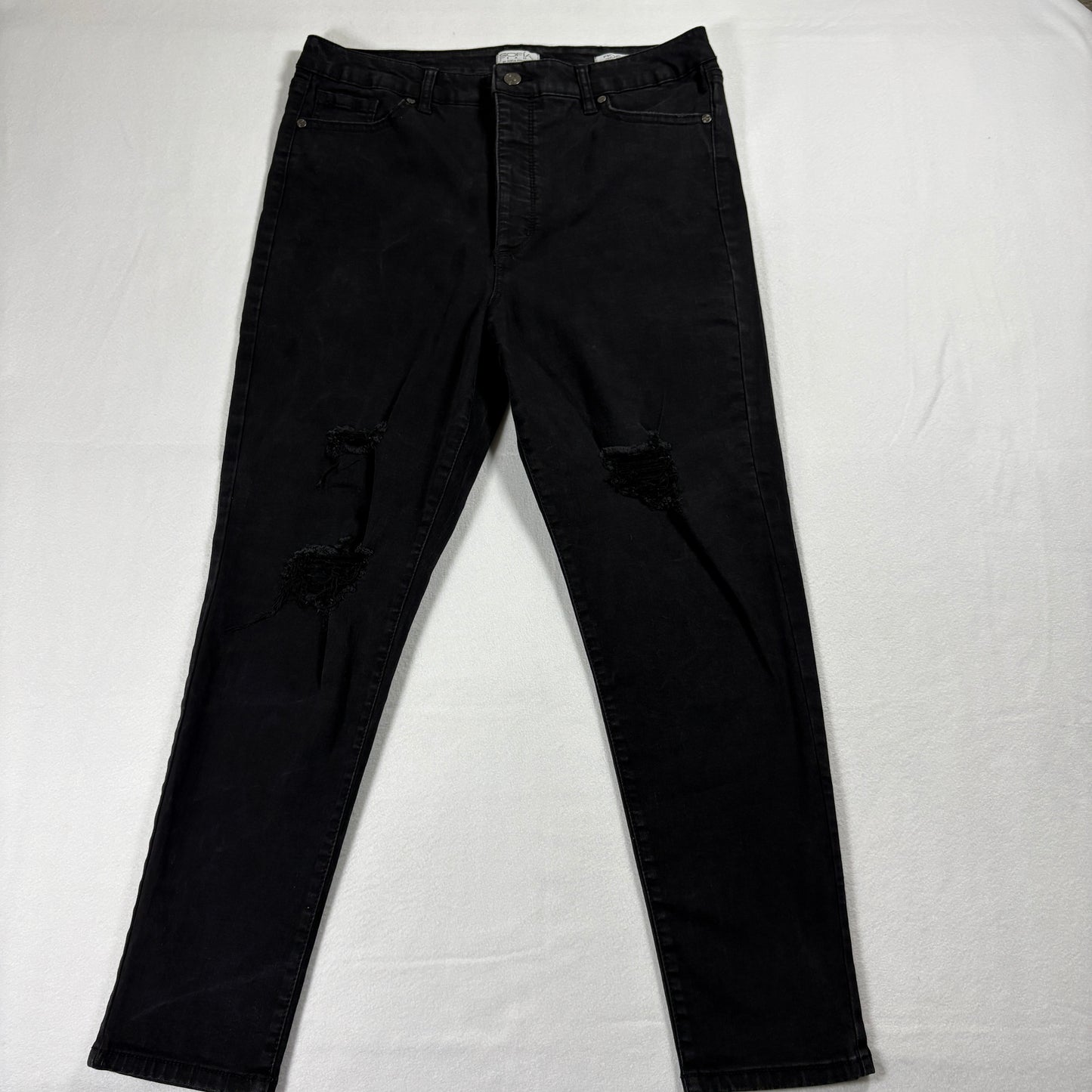 Sofia Jeans Womens 14 Black Rosa Curvy Ankle Skinny Distressed Grunge Y2K Denim