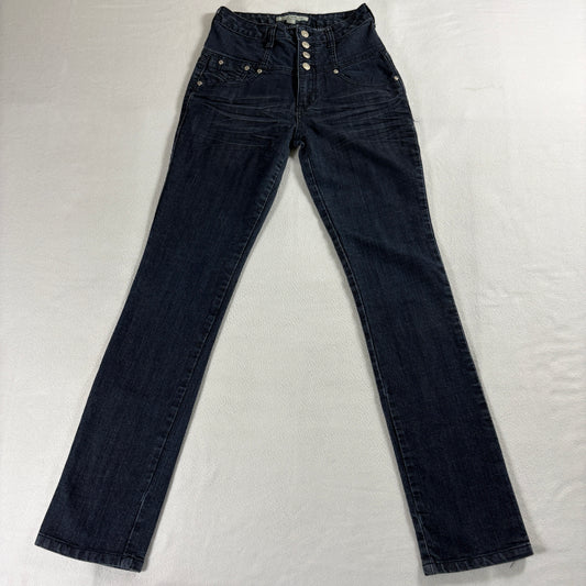 Forever 21 Womens 27 High Rise Button Fly Skinny Jeans Dark Wash Y2K 90S VintageX