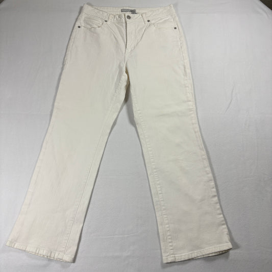 Chicos Platinum Jeans Womens 1.5 Short White Stretch Straight Leg Classic Fit