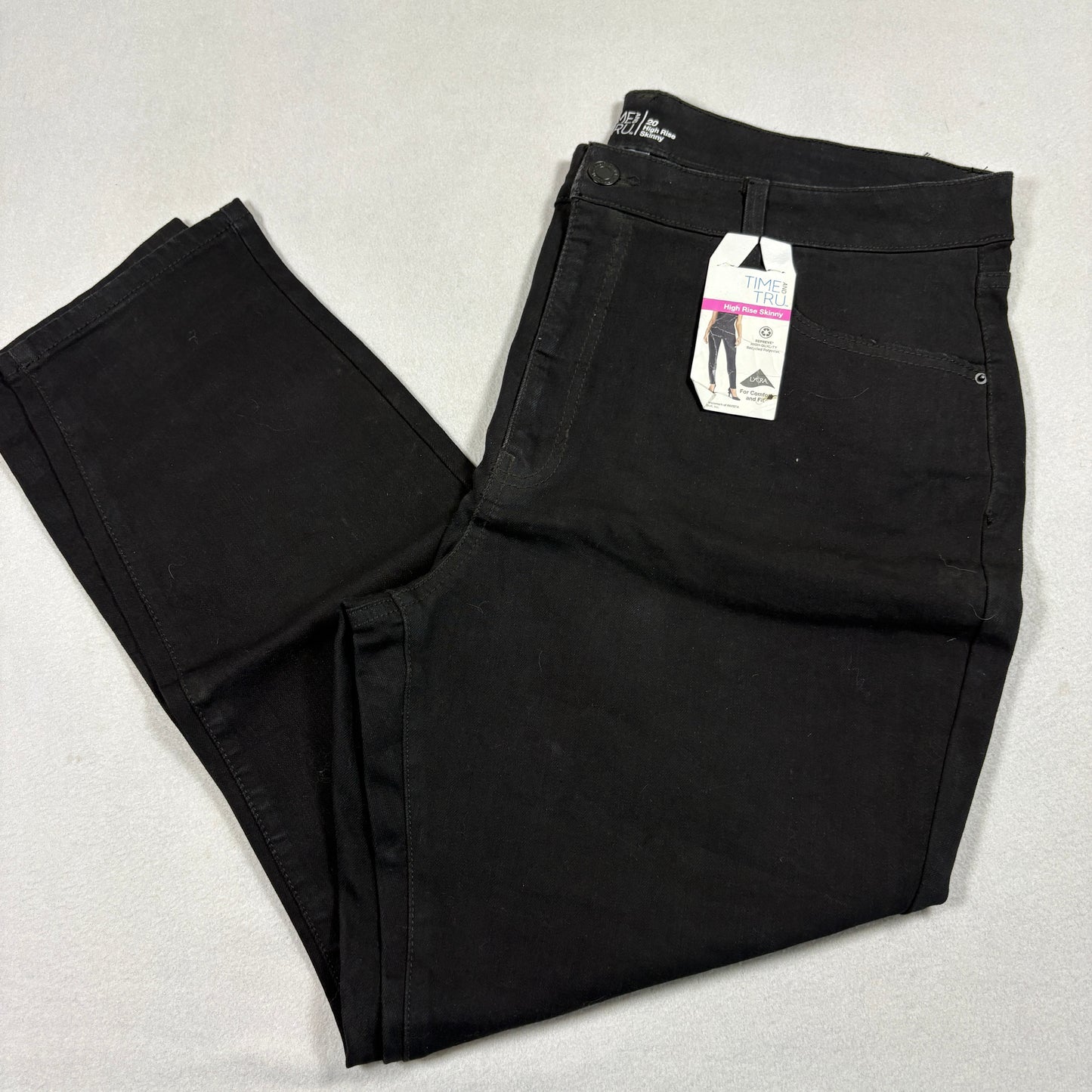 Time And Tru Womens Jeans 20 Black High Rise Skinny Stretch Denim NWT