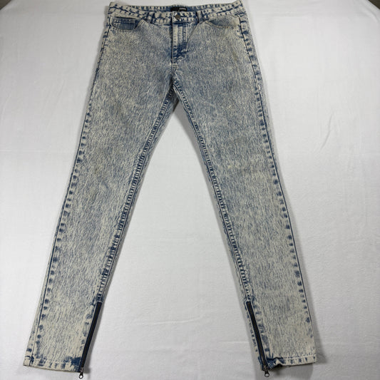 Elwood Jeans Mens 32 Acid Wash Skinny Zip Ankle Vintage 90s Grunge Streetwear Fit