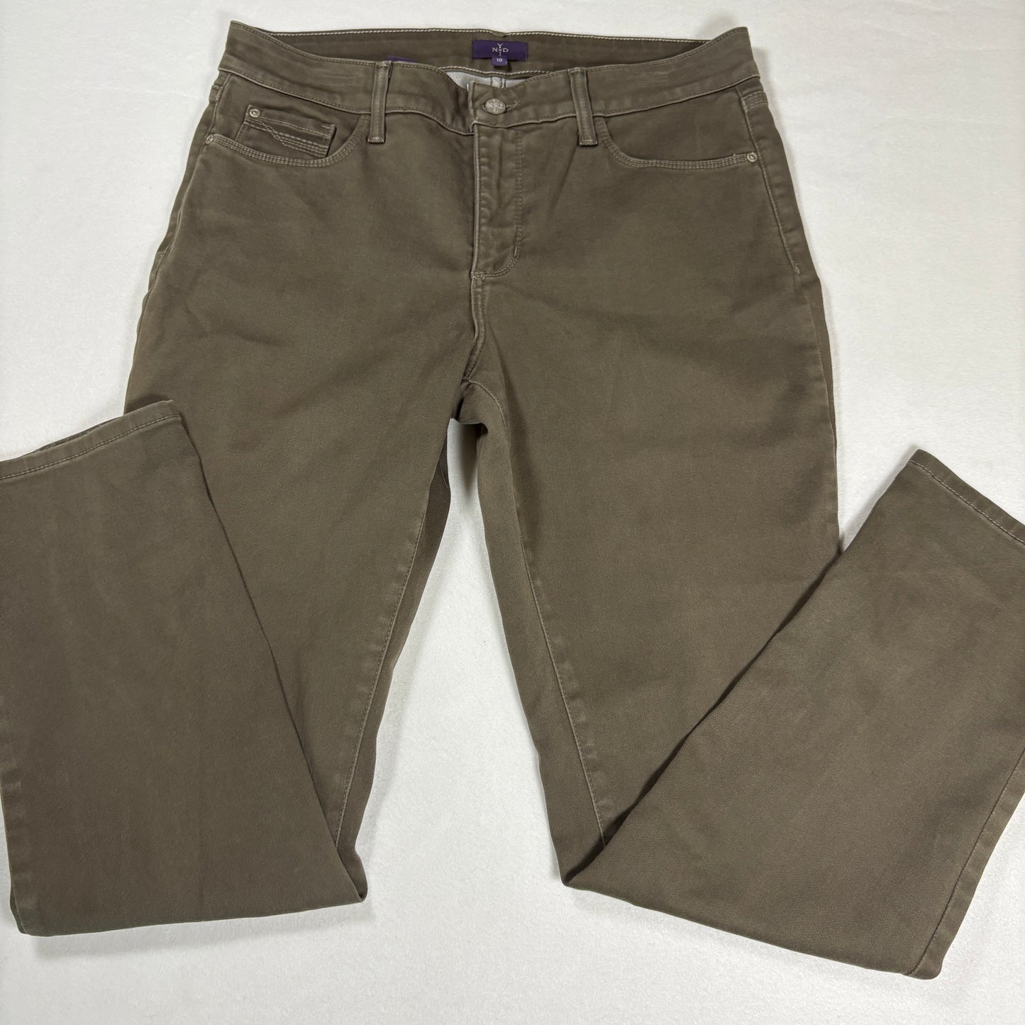 NYDJ Womens Pants 10 Brown Legging Skinny Stretch Denim Ab Slimming Y2K Curvy