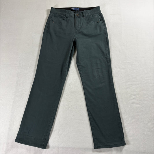 Democracy Womens 6P Petite Stretch Pants Green Slim Casual Work Office Wear Fit