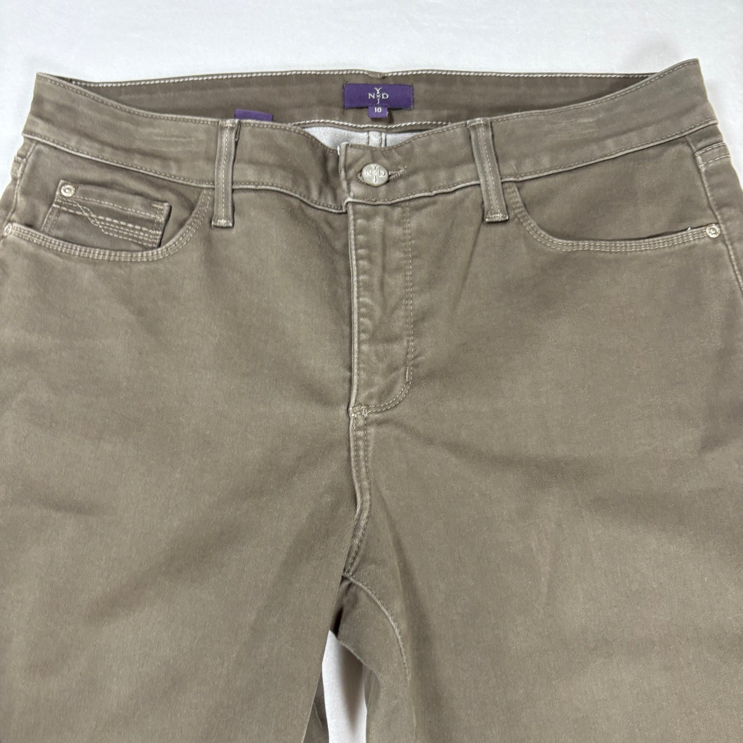 NYDJ Womens Pants 10 Brown Legging Skinny Stretch Denim Ab Slimming Y2K Curvy