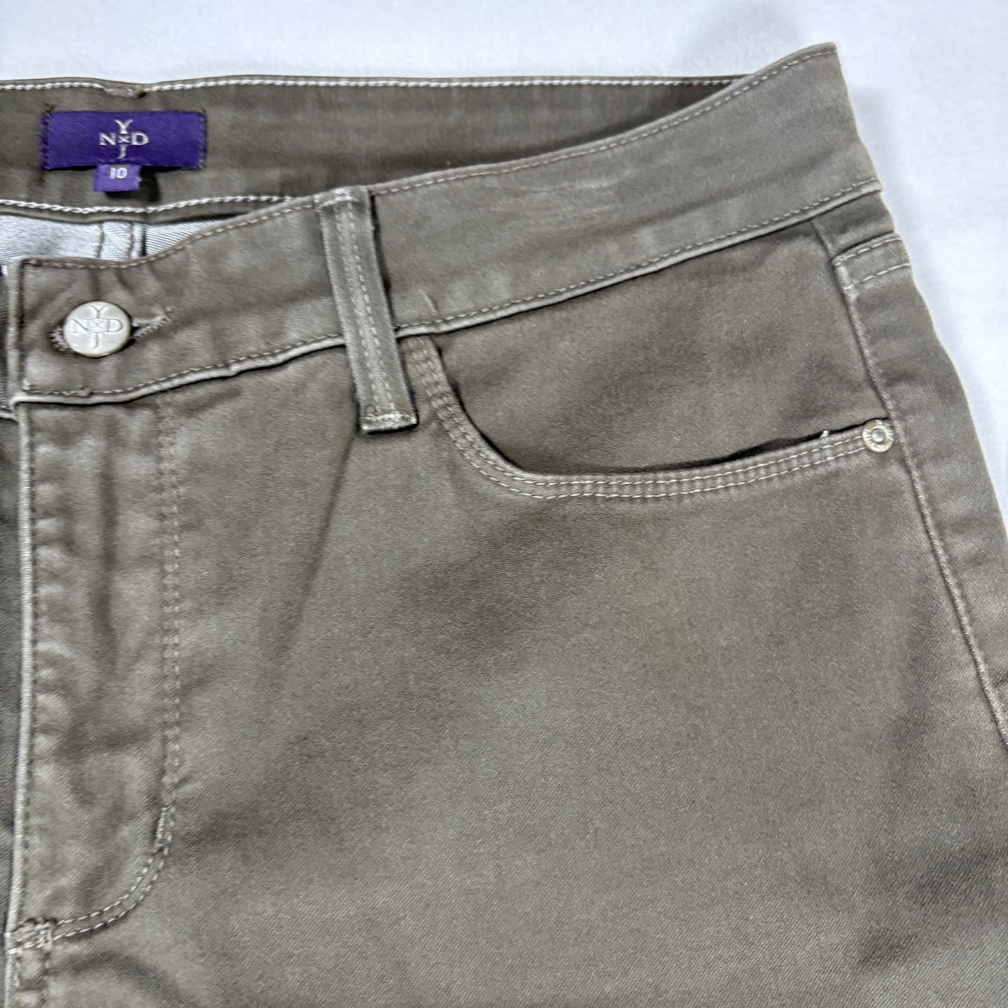 NYDJ Womens Pants 10 Brown Legging Skinny Stretch Denim Ab Slimming Y2K Curvy