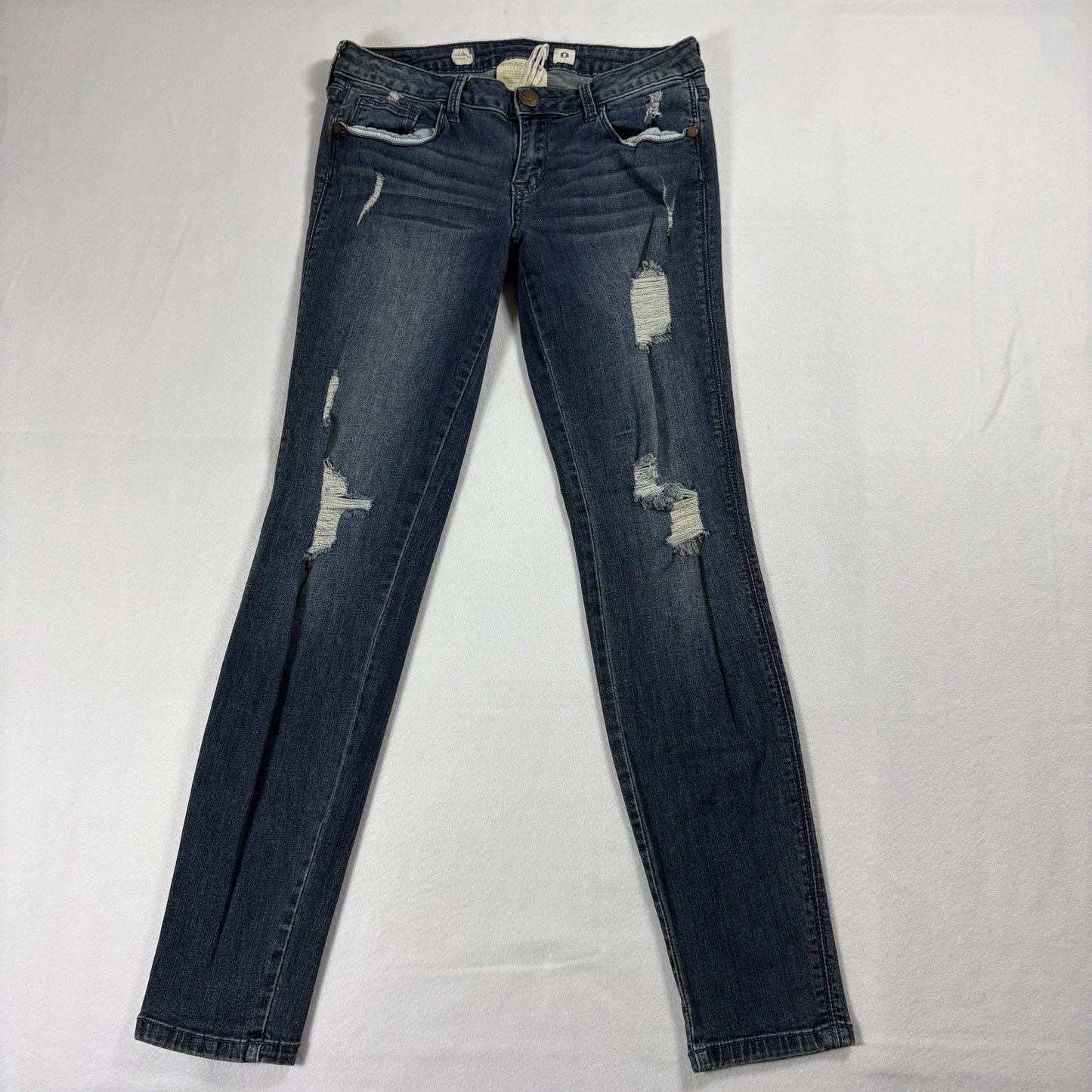 Sneak Peek Jeans Womens 9 Dark Wash Distressed Skinny Stretch Y2K Grunge Street