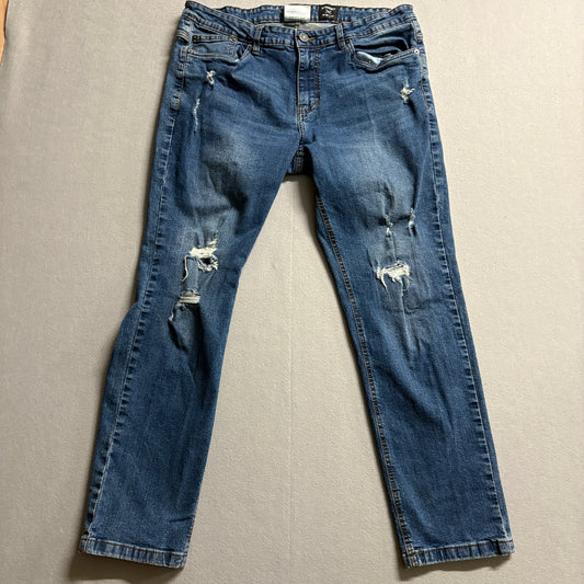 Ring Of Fire Distressed Straight Jeans W36 L30 Fits Like 36x29 Y2K Skate
