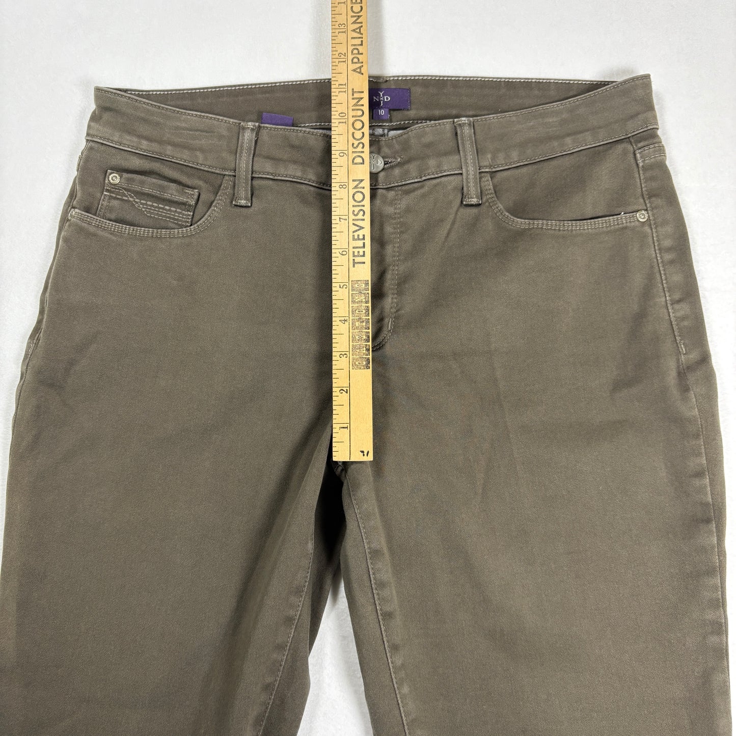 NYDJ Womens Pants 10 Brown Legging Skinny Stretch Denim Ab Slimming Y2K Curvy