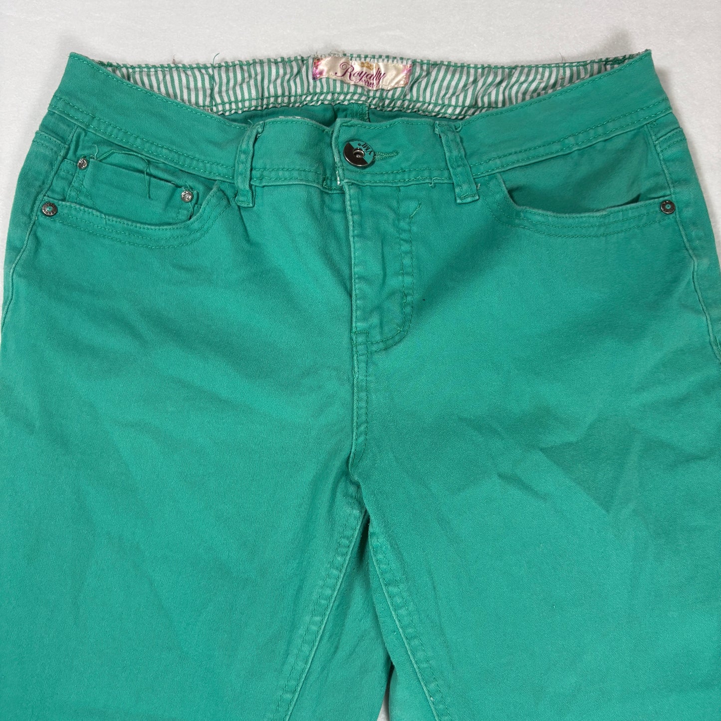 Royalty Womens Jeans 10 Green Skinny Stretch Colored Denim Y2K Vibrant Pants