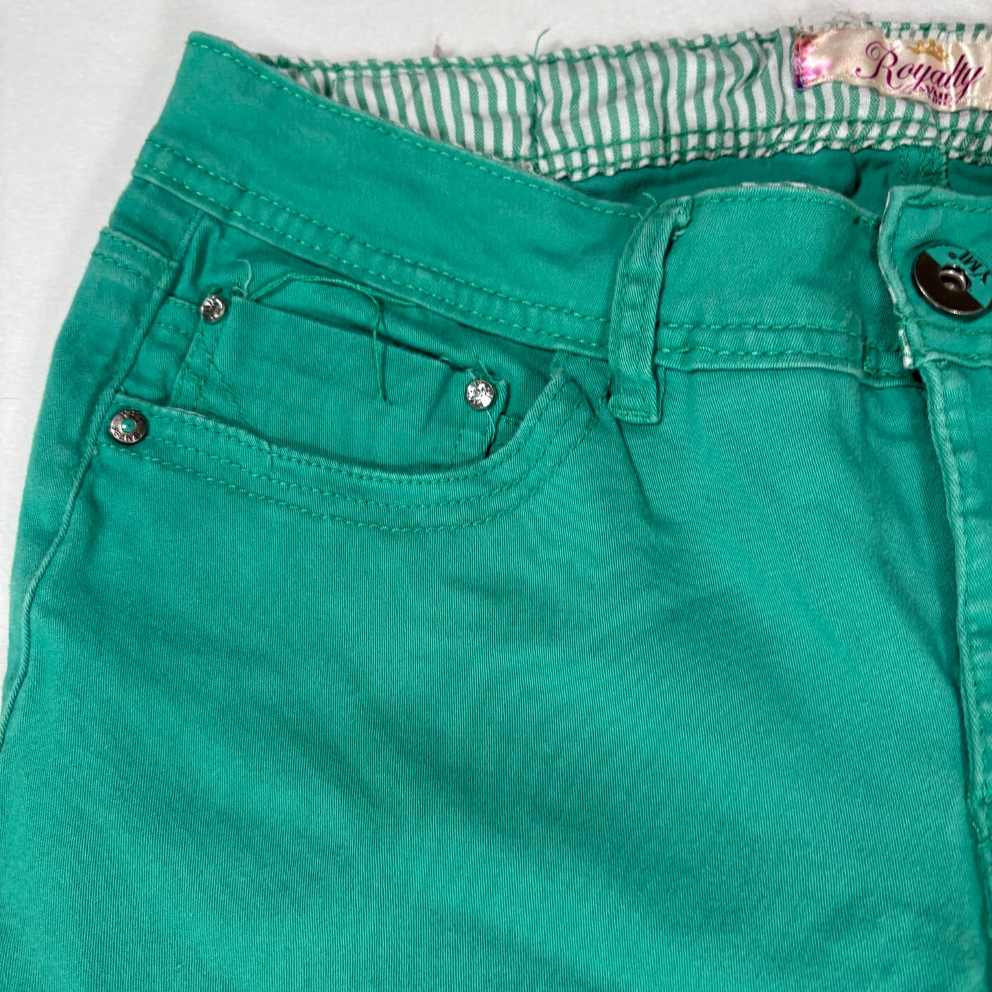 Royalty Womens Jeans 10 Green Skinny Stretch Colored Denim Y2K Vibrant Pants