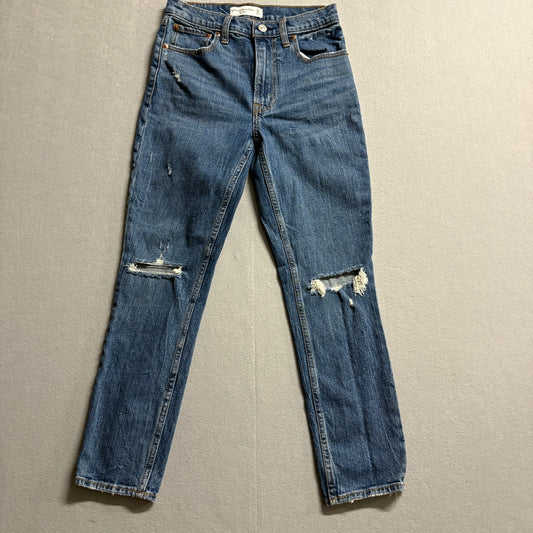 Abercrombie Skinny High Rise Distressed Jeans Womens 24 Fits Like 26x25