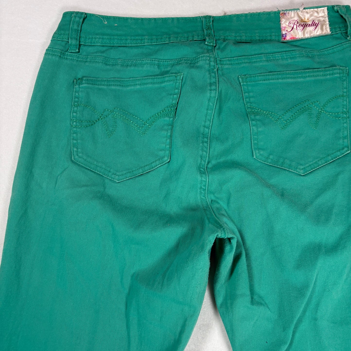 Royalty Womens Jeans 10 Green Skinny Stretch Colored Denim Y2K Vibrant Pants