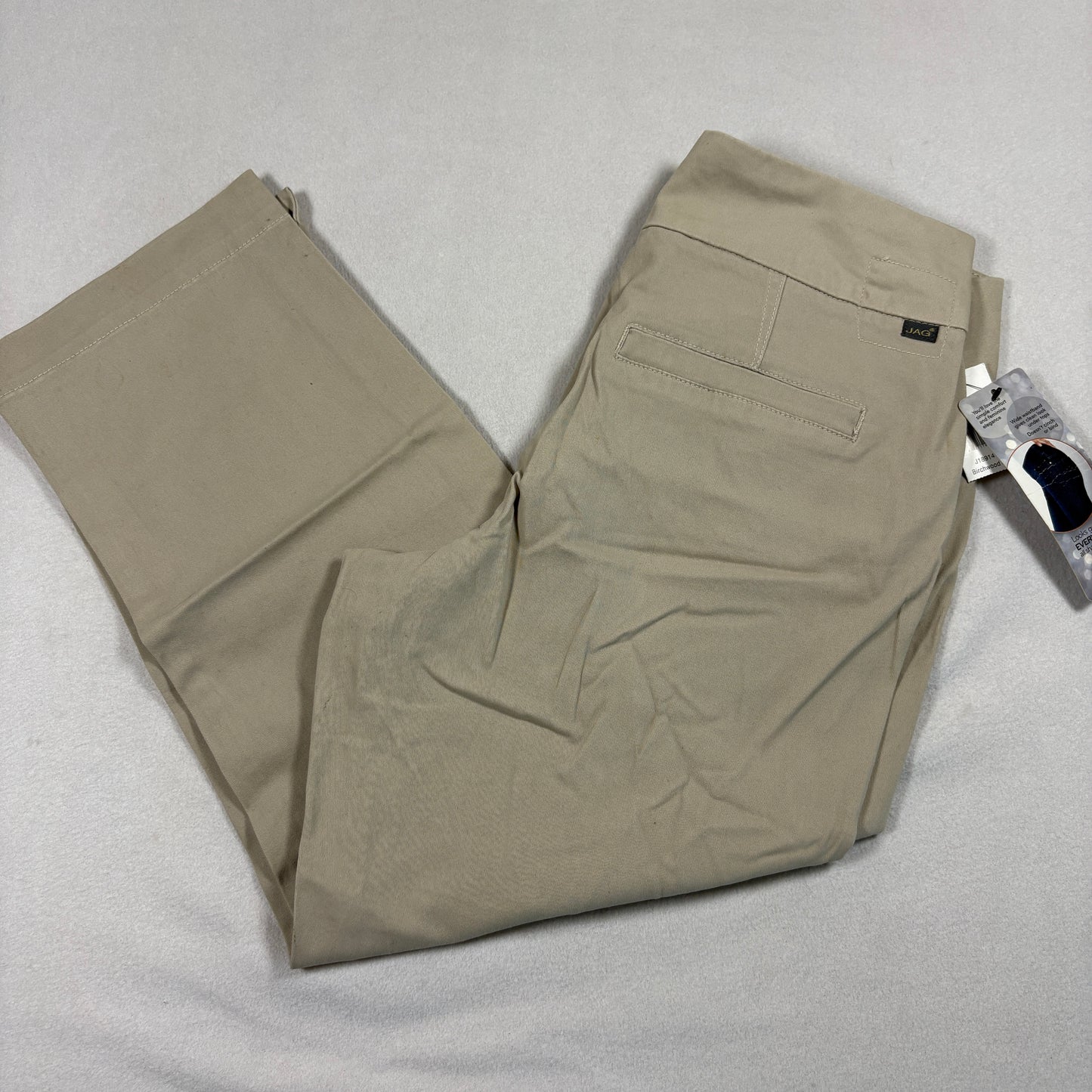 Jag Womens Size 14 Khaki Pull On Straight Leg Pants Stretch High Rise Chino NWT