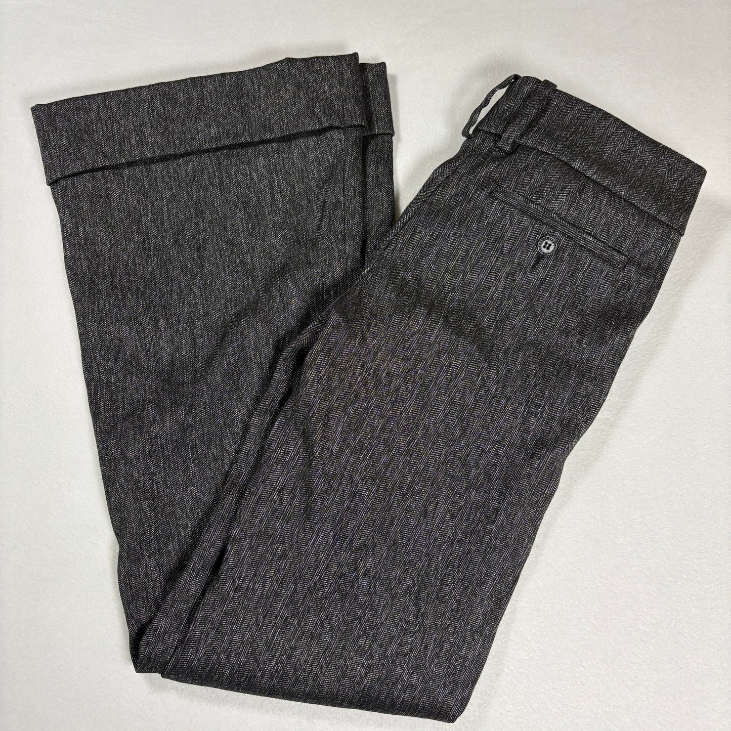 Bebe Womens Pants 0 Gray Herringbone Flare Dress Trousers Y2K Career Workwear