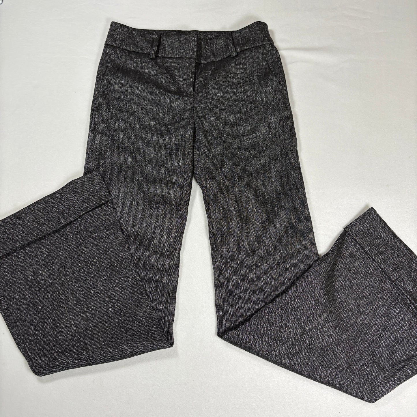 Bebe Womens Pants 0 Gray Herringbone Flare Dress Trousers Y2K Career Workwear