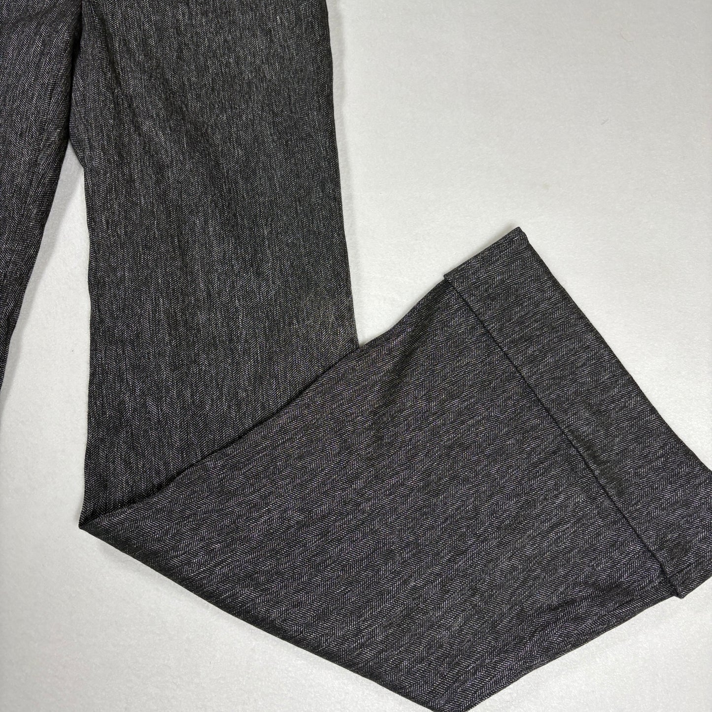 Bebe Womens Pants 0 Gray Herringbone Flare Dress Trousers Y2K Career Workwear