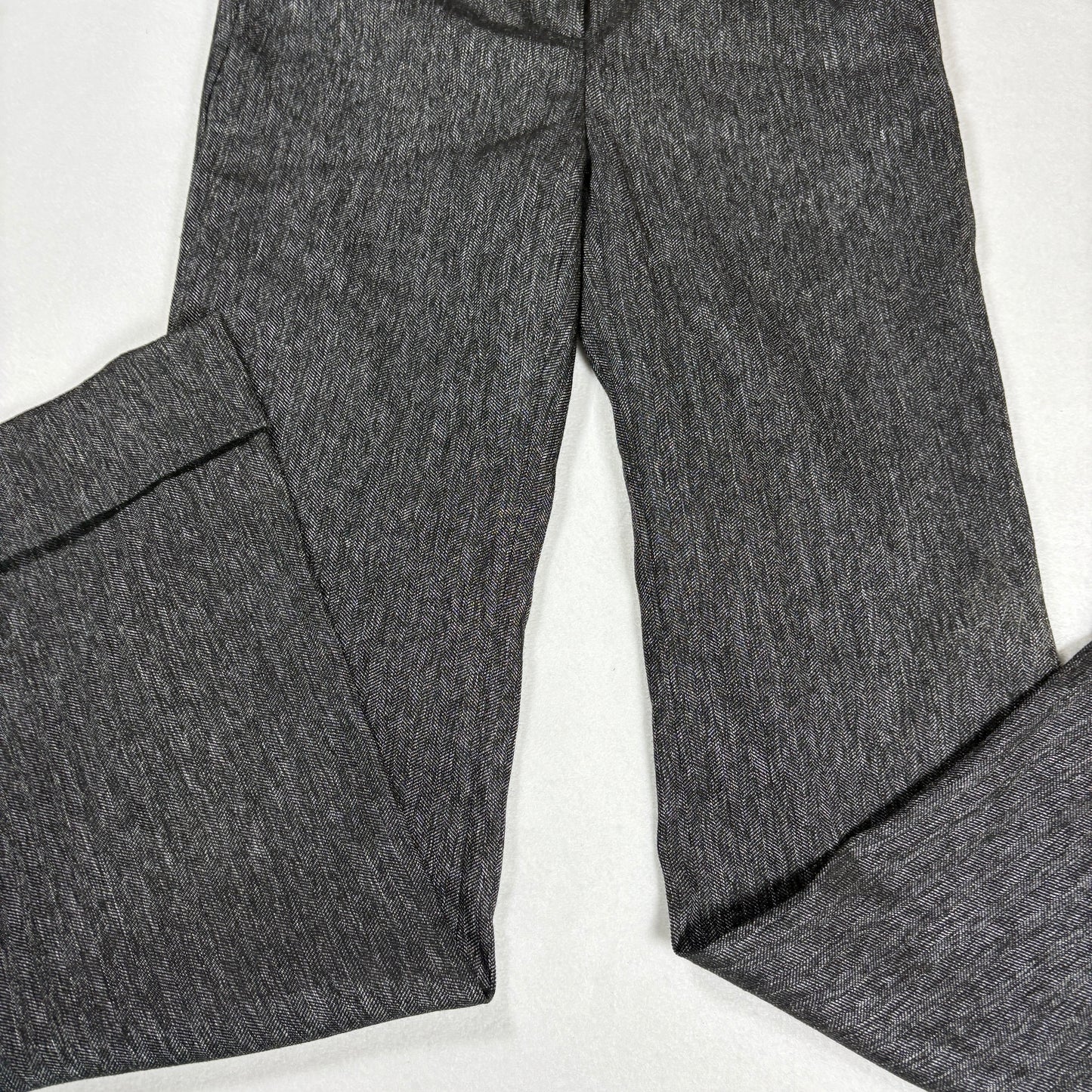 Bebe Womens Pants 0 Gray Herringbone Flare Dress Trousers Y2K Career Workwear