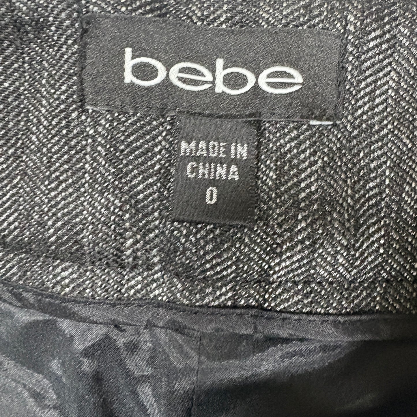 Bebe Womens Pants 0 Gray Herringbone Flare Dress Trousers Y2K Career Workwear