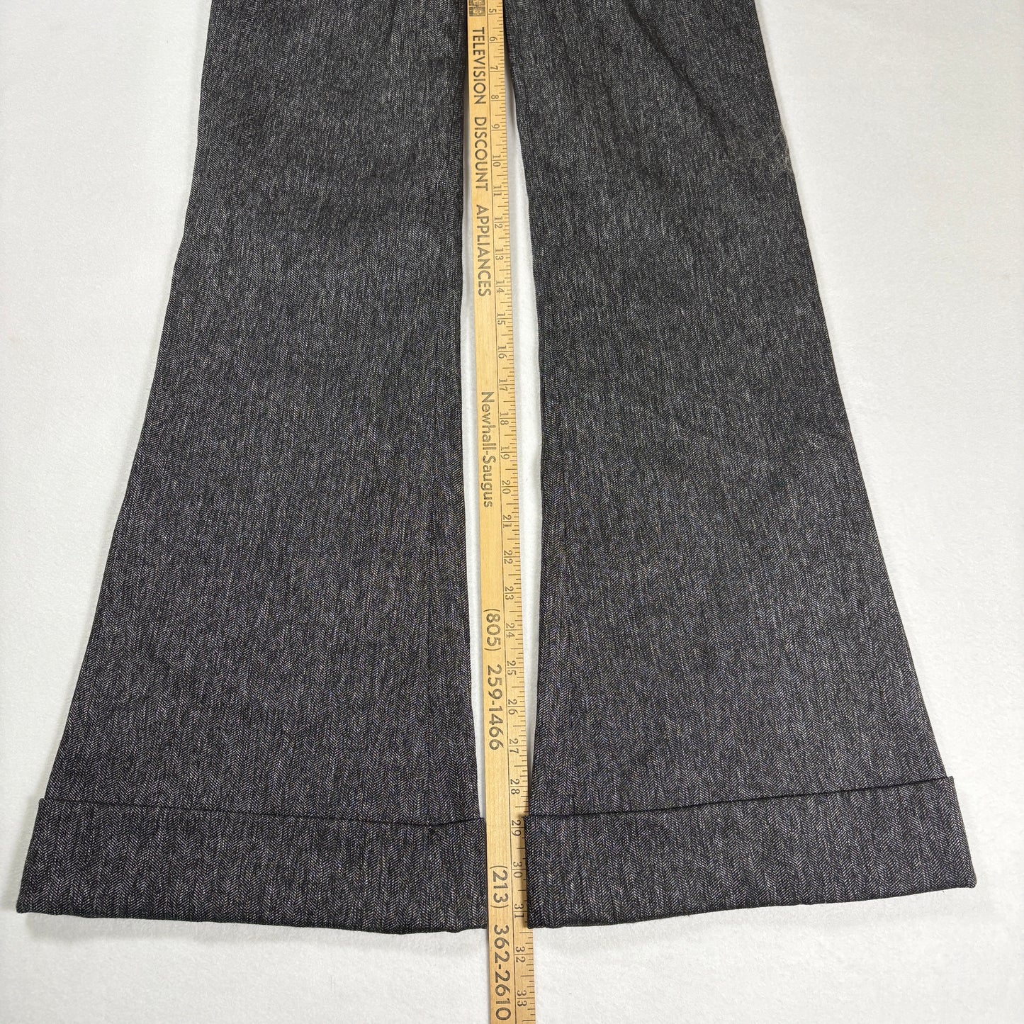 Bebe Womens Pants 0 Gray Herringbone Flare Dress Trousers Y2K Career Workwear