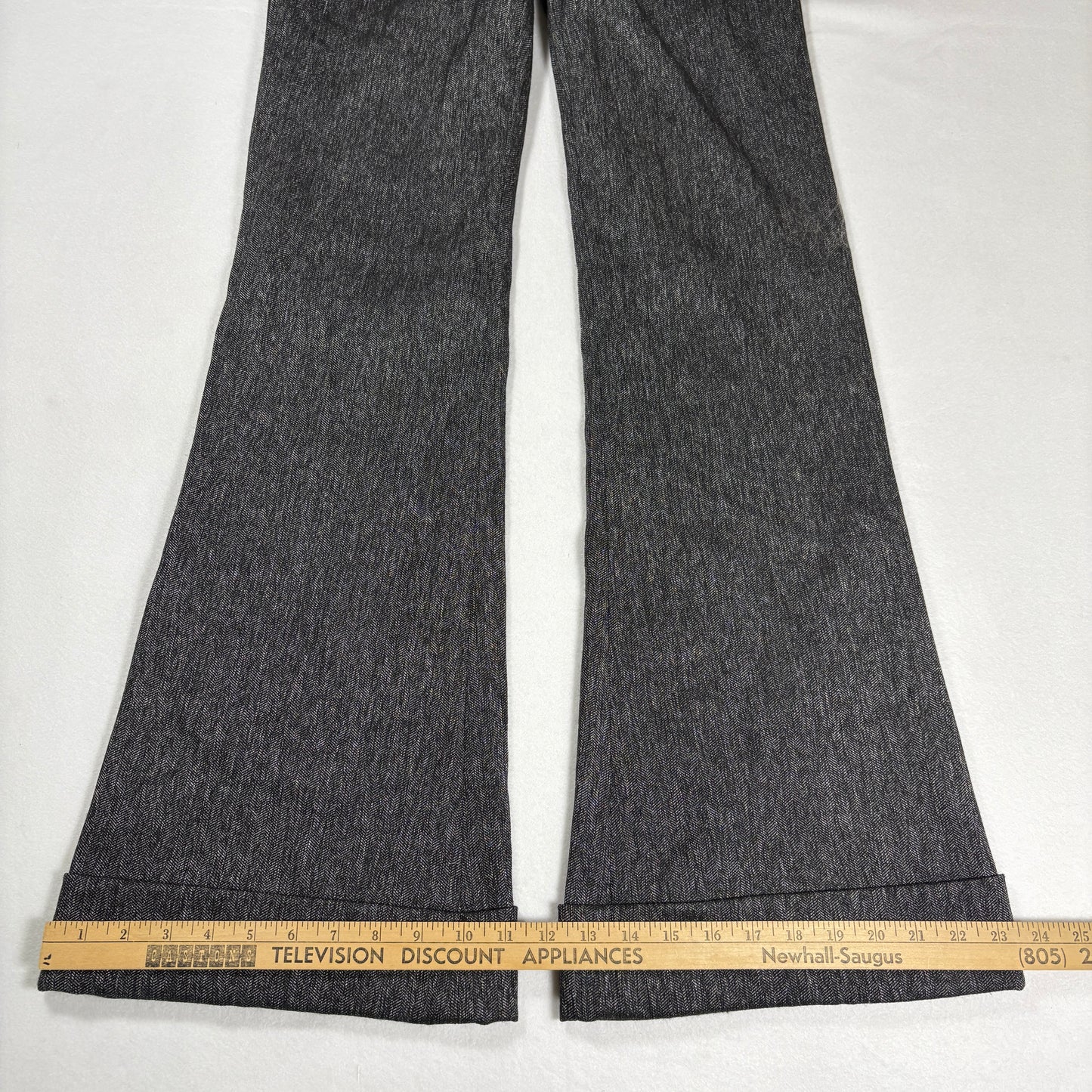 Bebe Womens Pants 0 Gray Herringbone Flare Dress Trousers Y2K Career Workwear