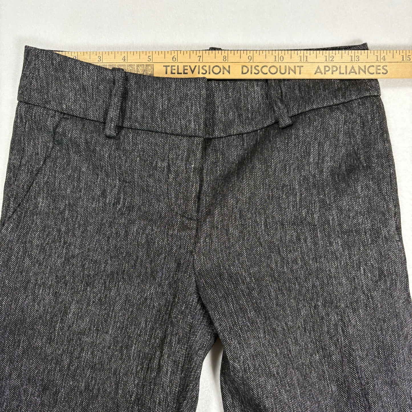 Bebe Womens Pants 0 Gray Herringbone Flare Dress Trousers Y2K Career Workwear